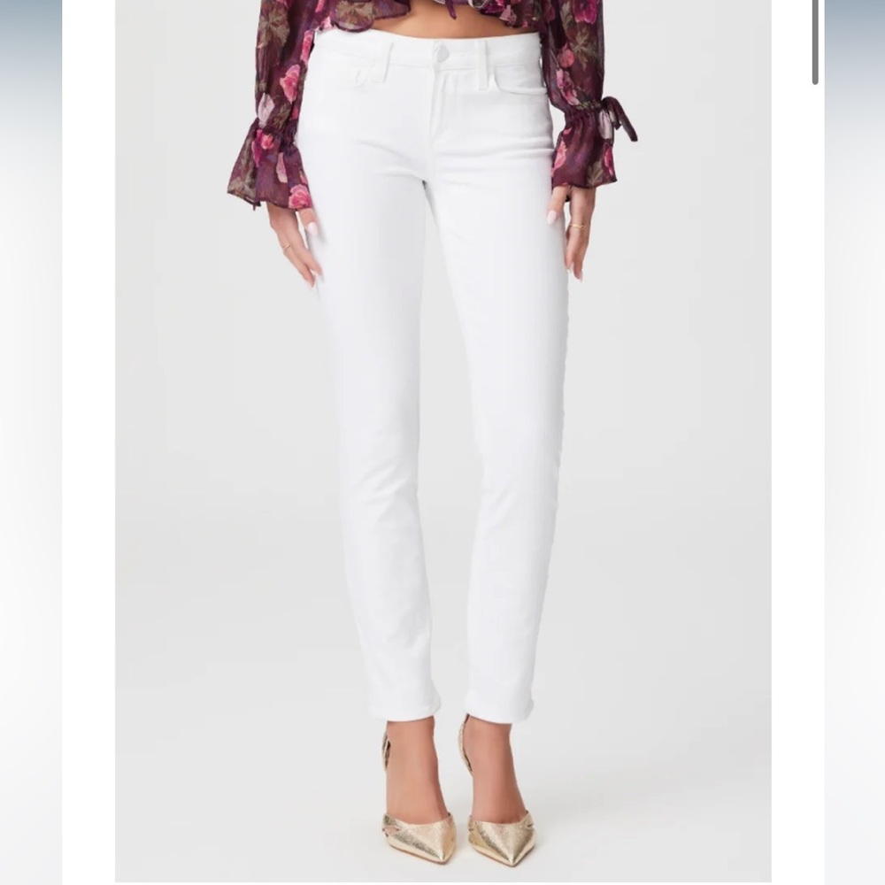 Paige Skyline Ankle Peg Mid Rise Ankle Skinny Jeans Crisp White Size 30